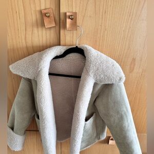 MANGO Reversible Faux Shearling Cropped Jacket - Size M